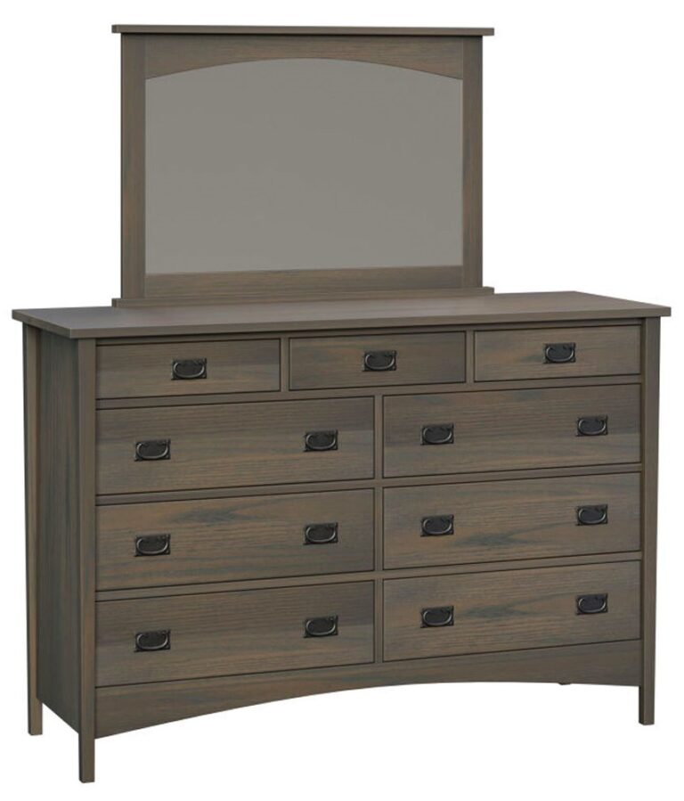 Custom Arts and Crafts High Nine Drawer Dresser with Mirror