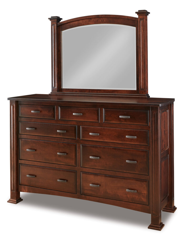 Amish Lexington Nine Drawer Dresser and Mirror