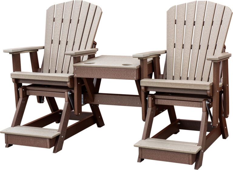 Amish Fan Back Balcony Glider with Center Table