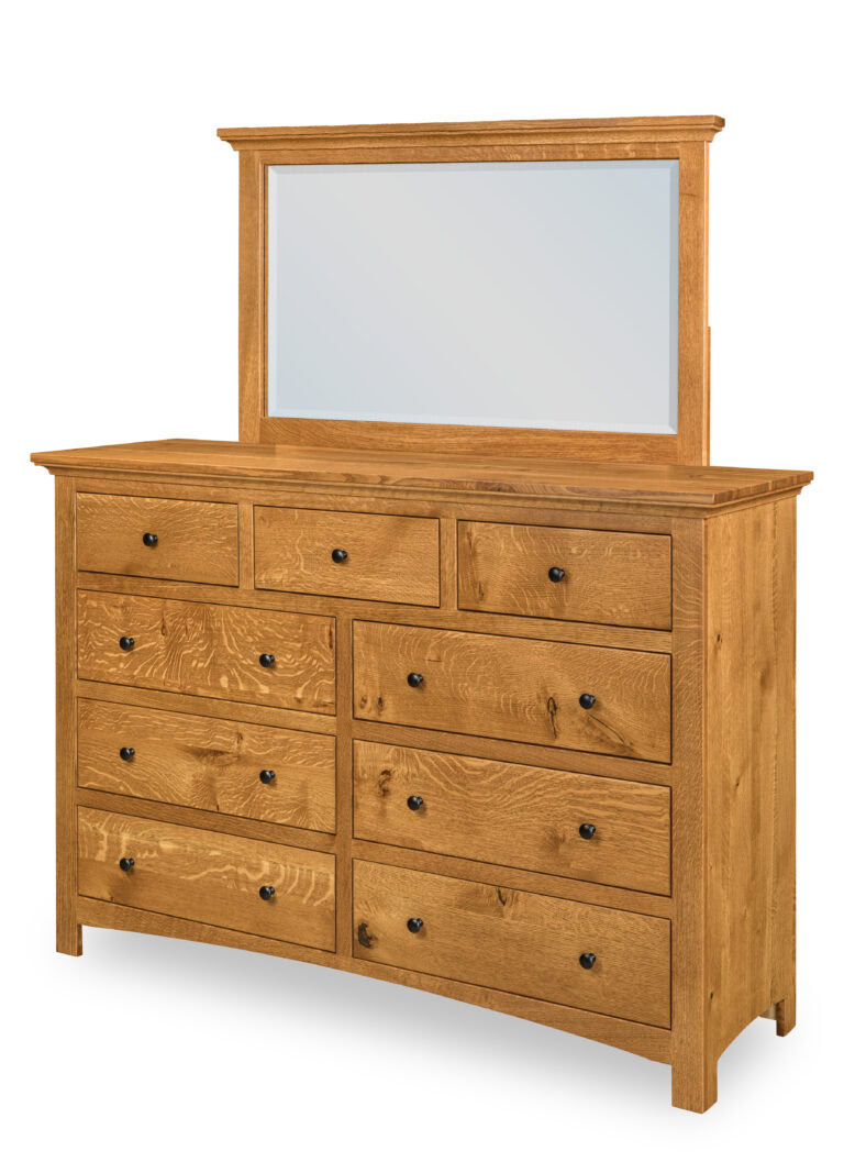 Custom Canton Nine Drawer Dresser with Mirror