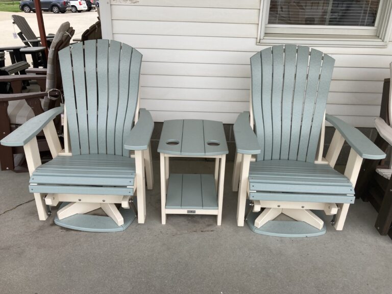 Custom Comfort Back Swivel Glider with Oval Classic End Table with Cup-Holders - Ready for Pick Up
